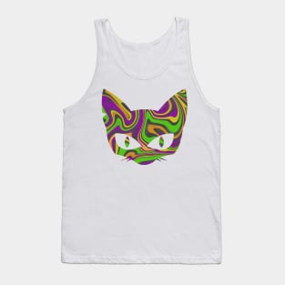 Witch's Brew Halloween Cat Face Liquid Marble Design Tank Top